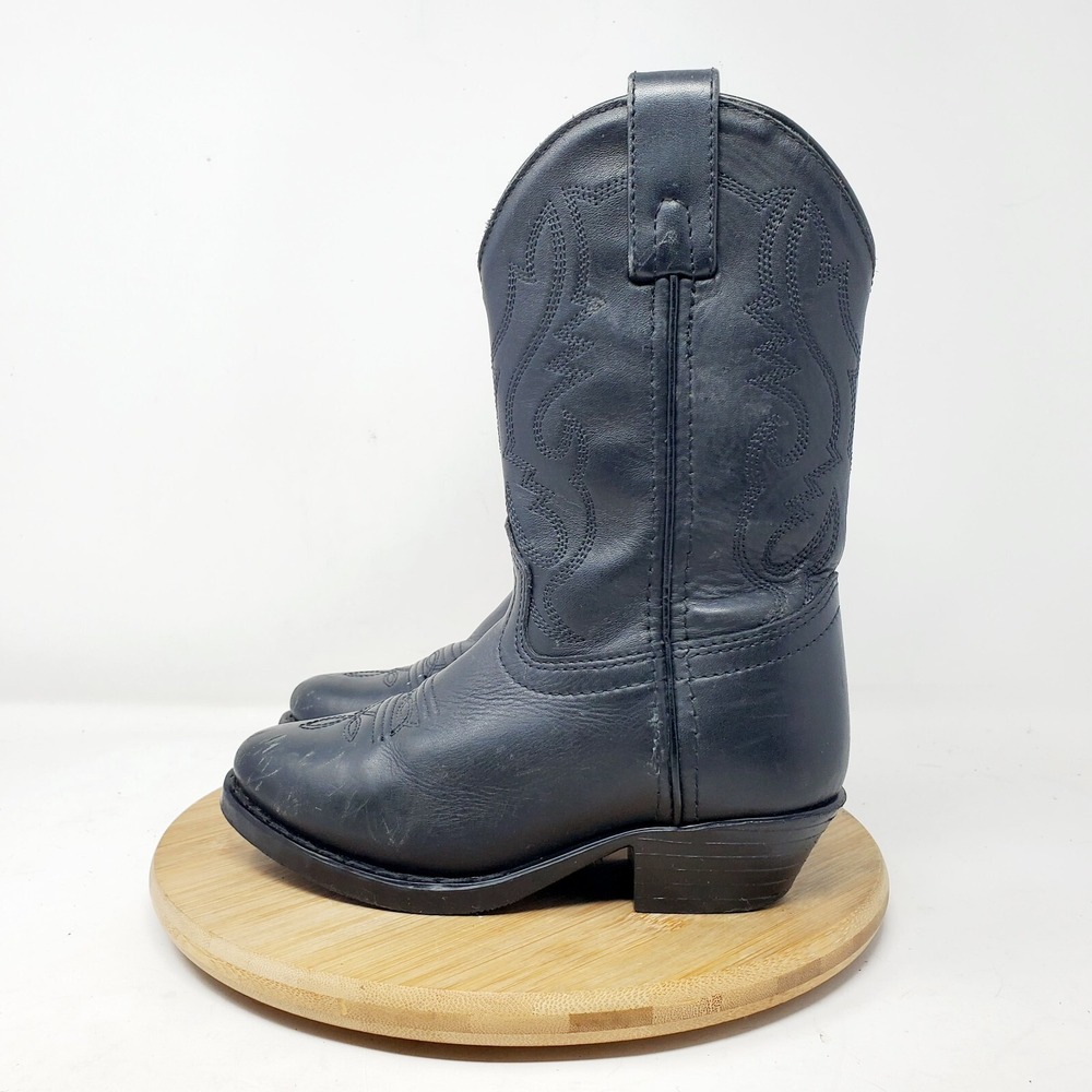 Smoky Boots Kids 10.5 Western Cowboy Black Leather R Style Boys‎ Girls Shoes